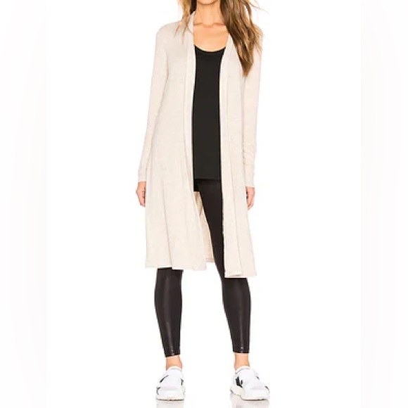 Beyond Yoga High Slits Long Duster Open Cardigan in Oatmeal Heather Medium - Picture 1 of 12